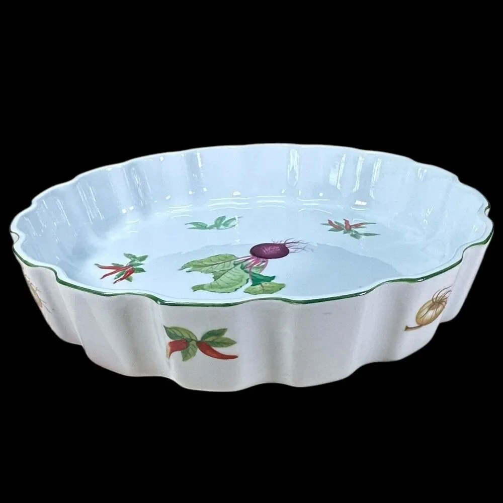 Vegetable Garden by Andrea - Round Casserole Pie Quiche Pan Dish 9.5”‎ X 3.75”